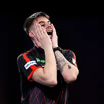 Paddy-Power-World-Darts-Championship-Day-Four-Alexandra-Palace-Dom-Taylor-reacts-during-his-match-against-Oskar-Lukasiak-on-day-four-of-the-Paddy-Power-World-Darts-Championship-at-the-Alexandra-Palace-London-Picture-date-Sunday-December-14-2025-See-PA-story-DARTS-World-Photo-credit-should-read-John-Walton-PA-Wire-RESTRICTIONS-Use-subject-to-restrictions-Editorial-use-only-no-commercial-use-without-prior-consent-from-rights-holder