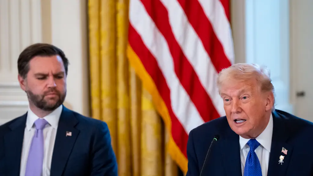 United-States-Vice-President-JD-Vance-looks-on-as-US-President-Donald-J-Trump-speaks-during-a-meeting-with-oil-and-gas-executives-in-the-East-Room-of-the-White-House-in-Washington-DC-USA-on-Friday-January-9-2026