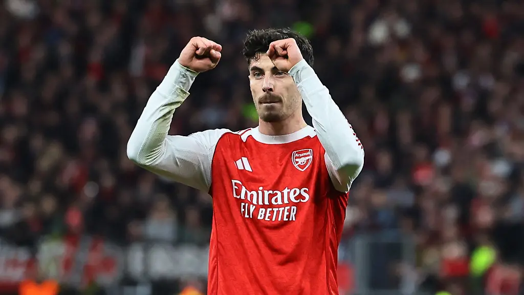 Soccer-Football-UEFA-Champions-League-Round-16-First-Leg-Bayer-Leverkusen-v-Arsenal-BayArena-Leverkusen-Germany-March-11-2026-Arsenal-s-Kai-Havertz-celebrates-scoring-their-first-goal-REUTERS-Wolfgang-Rattay