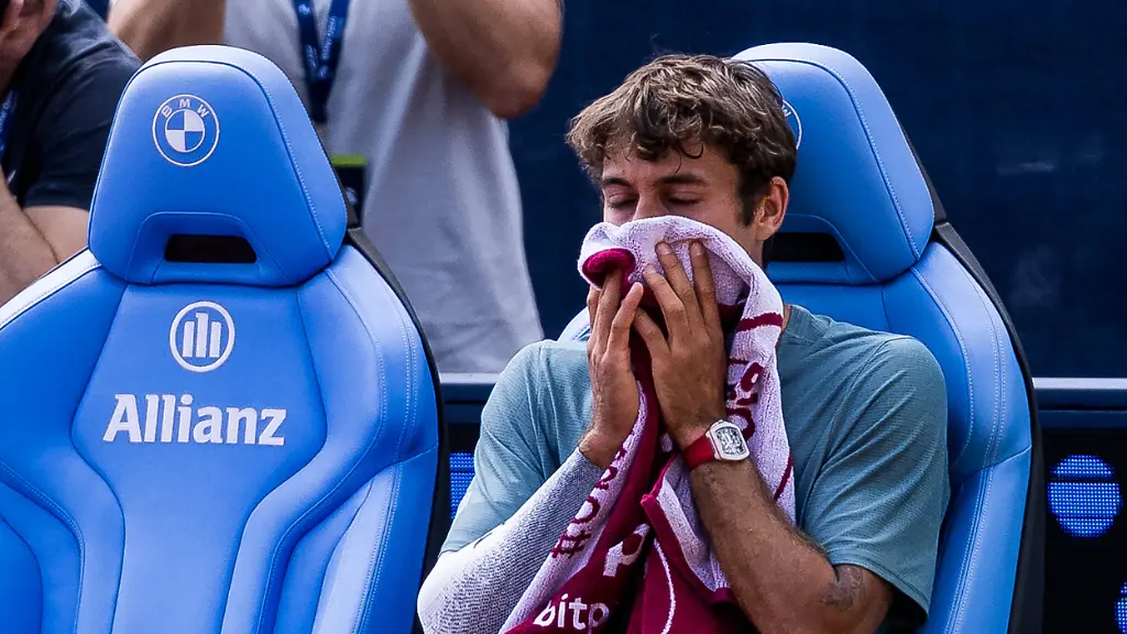MUNICH-GERMANY-APRIL-18-Flavio-Cobolli-ITA-in-tears-after-the-BMW-Open-by-Bitpanda-Singles-match-between-Alexander-Zverev-GER-vs-Flavio-Cobolli-ITA-at-MTTC-Iphitos-on-April-18-2026-in-Munich-Germany