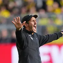 Freiburg-s-head-coach-Julian-Schuster-reacts-during-the-German-Bundesliga-soccer-match-between-Borussia-Dortmund-and-SC-Freiburg-in-Dortmund-Germany-Sunday-April-26-2026