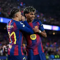 Raphina-of-FC-Barcelona-celebrates-with-Lamine-Yamal-of-FC-Barcelona-during-the-UEFA-Champions-League-round-of-16-match-between-FC-Barcelona-and-Newcastle-United-FC-at-Spotify-Camp-Nou-Stadium-on-March-18-2026-in-Barcelona-Spain
