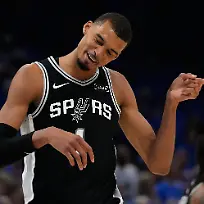 San-Antonio-Spurs-forward-Victor-Wembanyama-celebrates-during-the-second-half-of-Game-1-in-a-third-round-NBA-basketball-playoffs-series-against-the-Oklahoma-City-Thunder-Monday-May-18-2026-in-Oklahoma-City