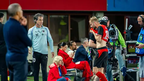 SOCCER-AUT-vs-TUN-test-match-VIENNA-AUSTRIA-01-JUN-26-SOCCER-OEFB-international-test-match-Austria-vs-Tunisia-Image-shows-Konrad-Laimer-AUT-leaving-the-pitch-after-receiving-a-red-card