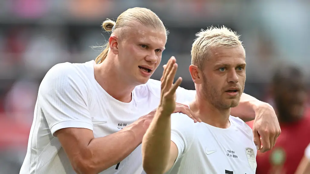 June-7-2026-Harrison-New-Jersey-USA-Norway-forward-ERLING-HAALAND-9-and-Norway-forward-JULIAN-RYERSON-26-in-action-during-the-Road-to-26-international-friendly-match-at-Sports-Illustrated-Stadium-in-Harrison-New-Jersey-Norway-draws-with-Morocco-1-to-1-Credit-Image-Brooks-Von-Arx-ZUMA-Press-Wire