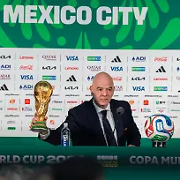 MEXICO-CITY-MEXICO-JUNE-10-FIFA-President-Gianni-Infantino-speaks-to-the-media-during-a-FIFA-World-Cup-WM-Weltmeisterschaft-Fussball-2026-Opening-press-conference-PK-Pressekonferenz-on-June-10-2026-in-Mexico-City-Mexico